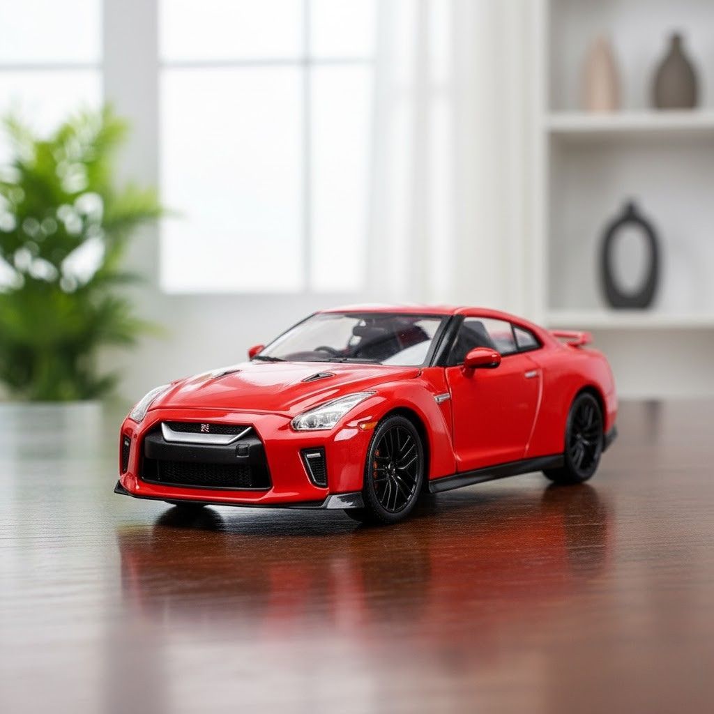 Bburago 2017 Nissan GT-R Red Diecast Car 1:24 Scale – Official Licensed Collectible Model