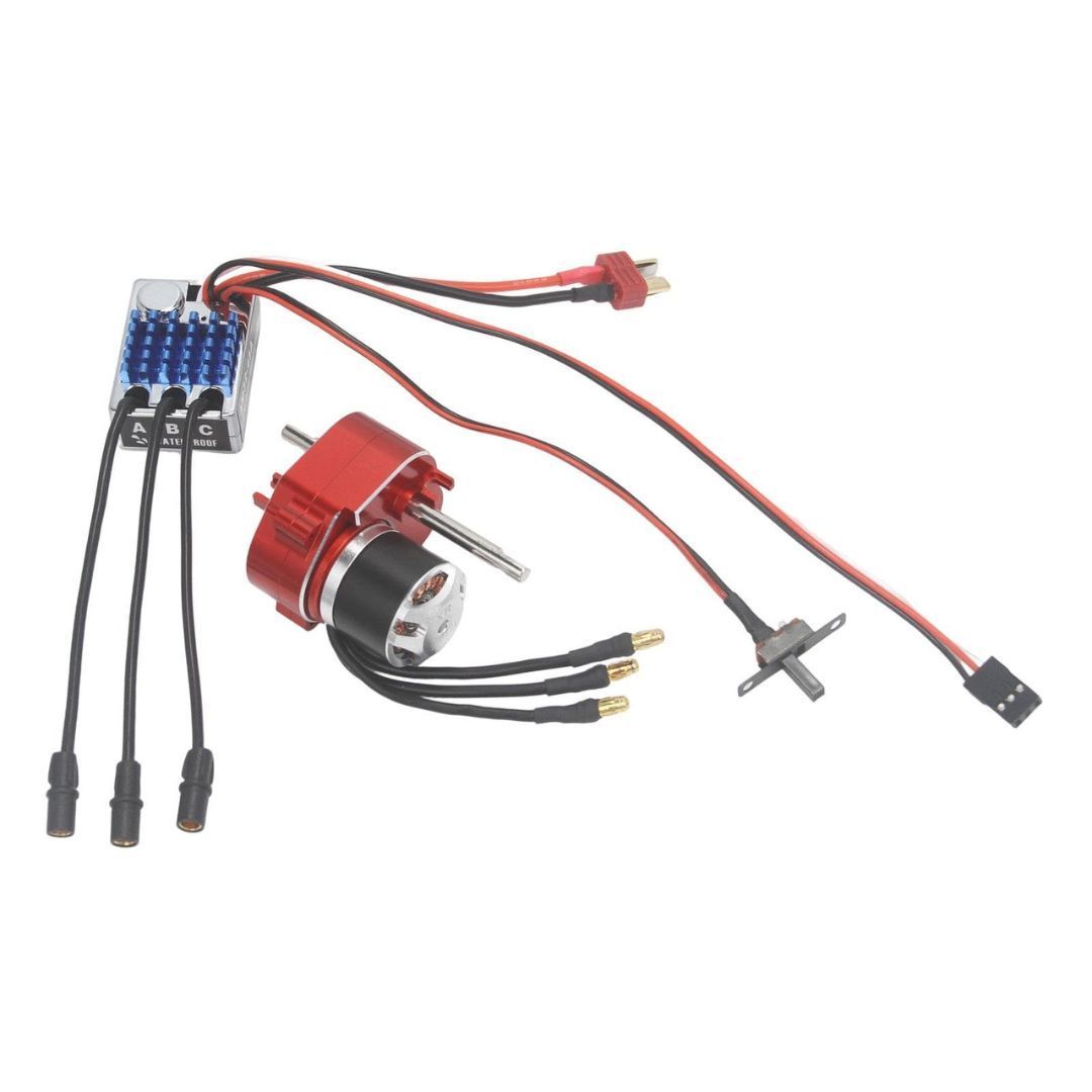 Brushless Motor Metal Gearbox ESC Combo for 1/12 RC Cars (2322 2600KV) – MN82 / MN99S / MN168 / MN78 | Red | T-Plug | India