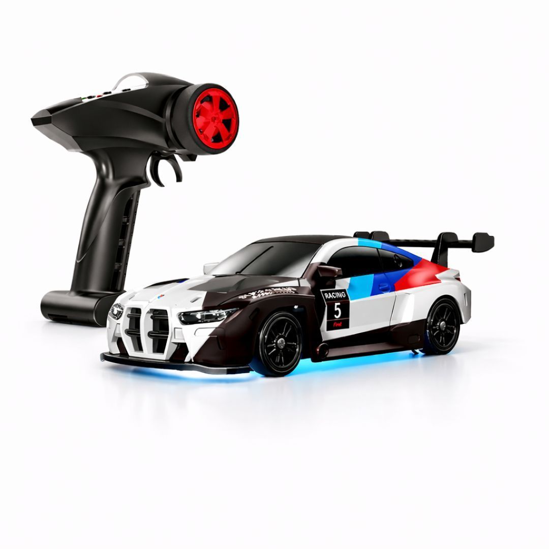 88RC BMW M4-Style 1:43 4WD Gyro RC Drift Car with Alloy Body & LED Lights – White | India