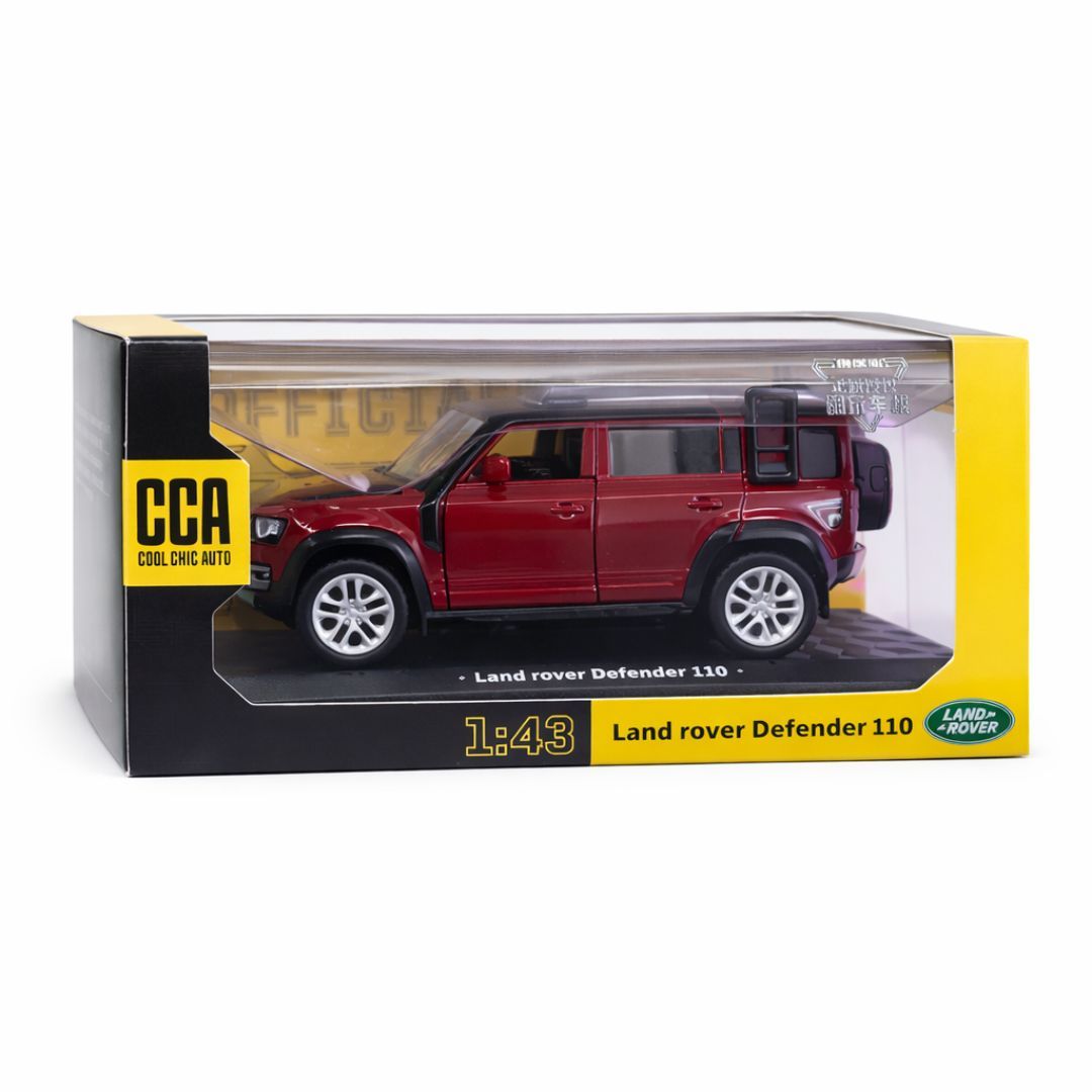 CCA Cool Chic Auto Land Rover Defender 110 – Red | 1:43 Scale Die-Cast Model with Opening Doors & Pull-Back (With Display Box)