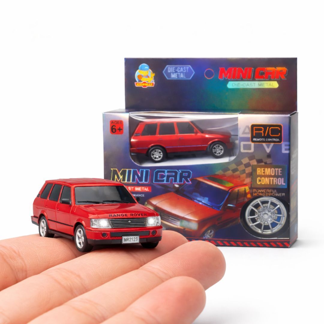 Mini RC Range Rover–Style SUV | 1:64 Scale Die-Cast Metal Remote Control Car – Red (2.4GHz)