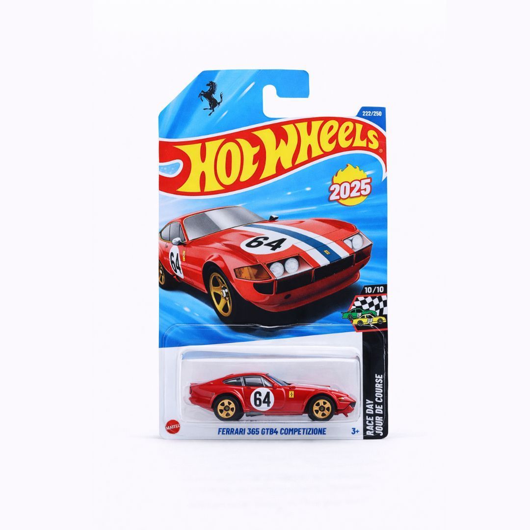 Hot Wheels Ferrari 365 GTB4 Competizione – Red | 1:64 Scale Diecast | Race Day Series | Mainline | 222/250 (Imported)
