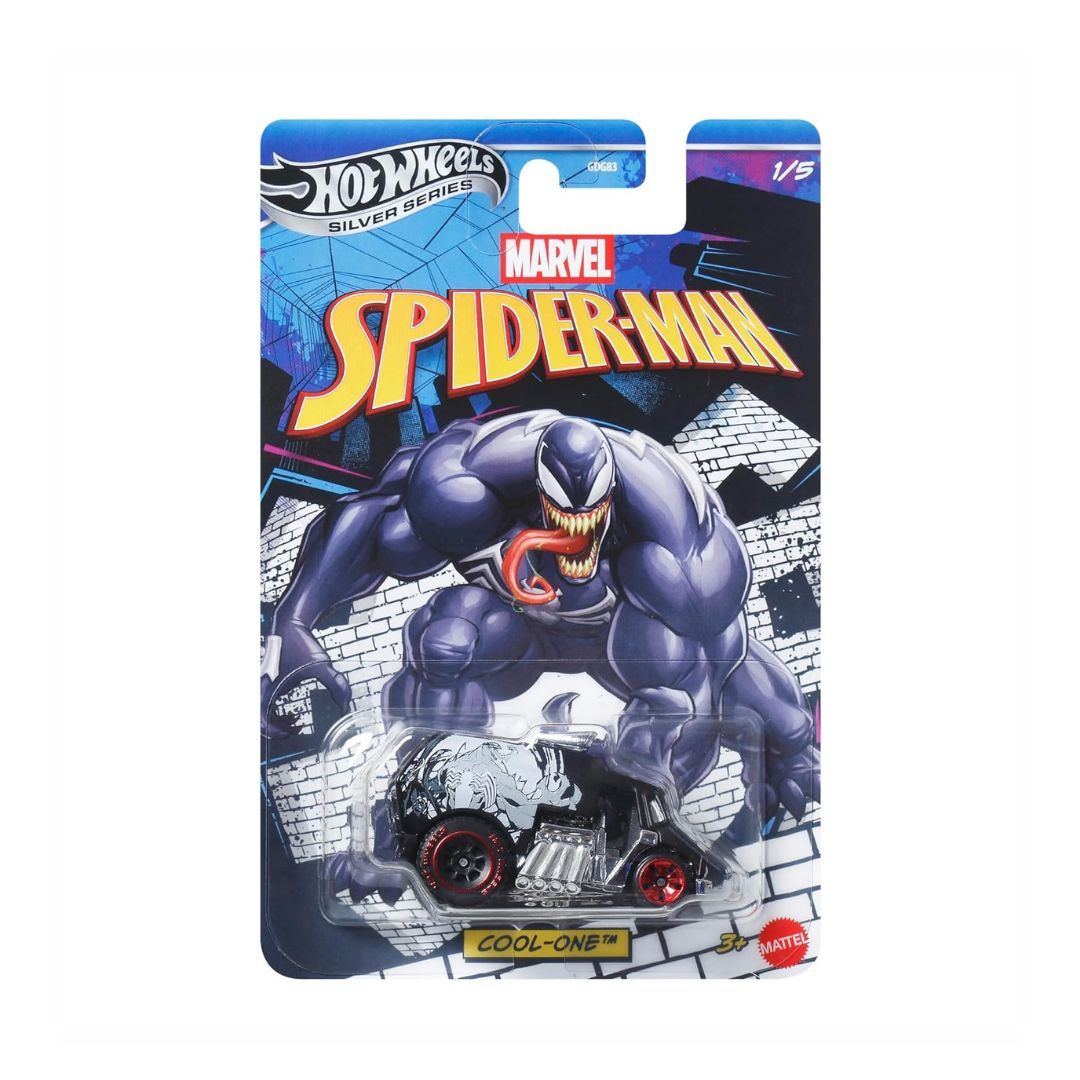 Hot Wheels Cool-ONE – Marvel Spider-Man (Silver Series 1/5) | 1:64 Die-Cast Venom Edition