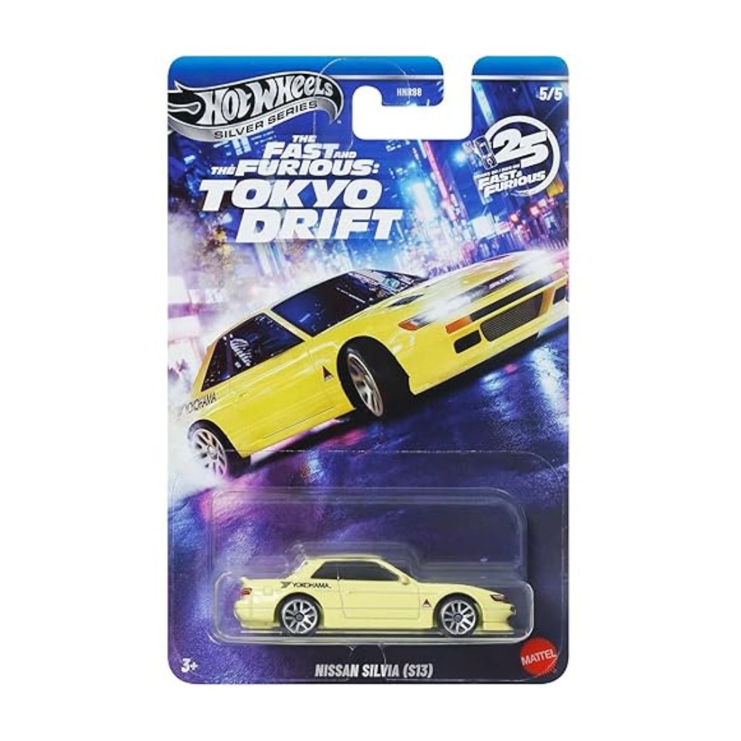 Hot Wheels Nissan Silvia S13 – Fast & Furious Tokyo Drift | Silver Series 5/5 | 1:64 Die-Cast (Imported)