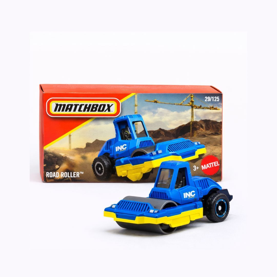 Matchbox Road Roller – 29/125 | 1:64 Die-Cast Construction Vehicle | Mattel Matchbox Collectible