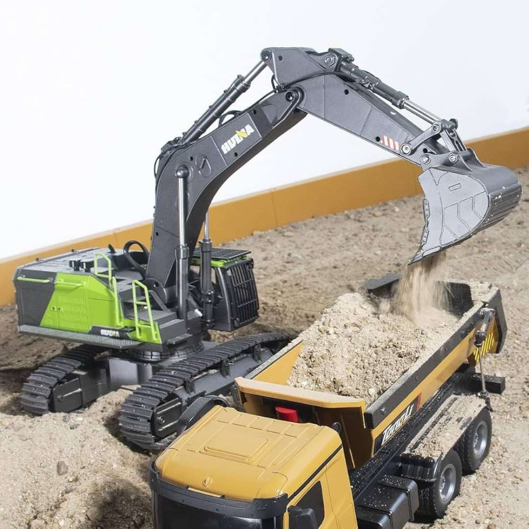 Huina 1593 RC Excavator 1/14 Scale 2.4GHz 360° Rotation Metal - Image 3