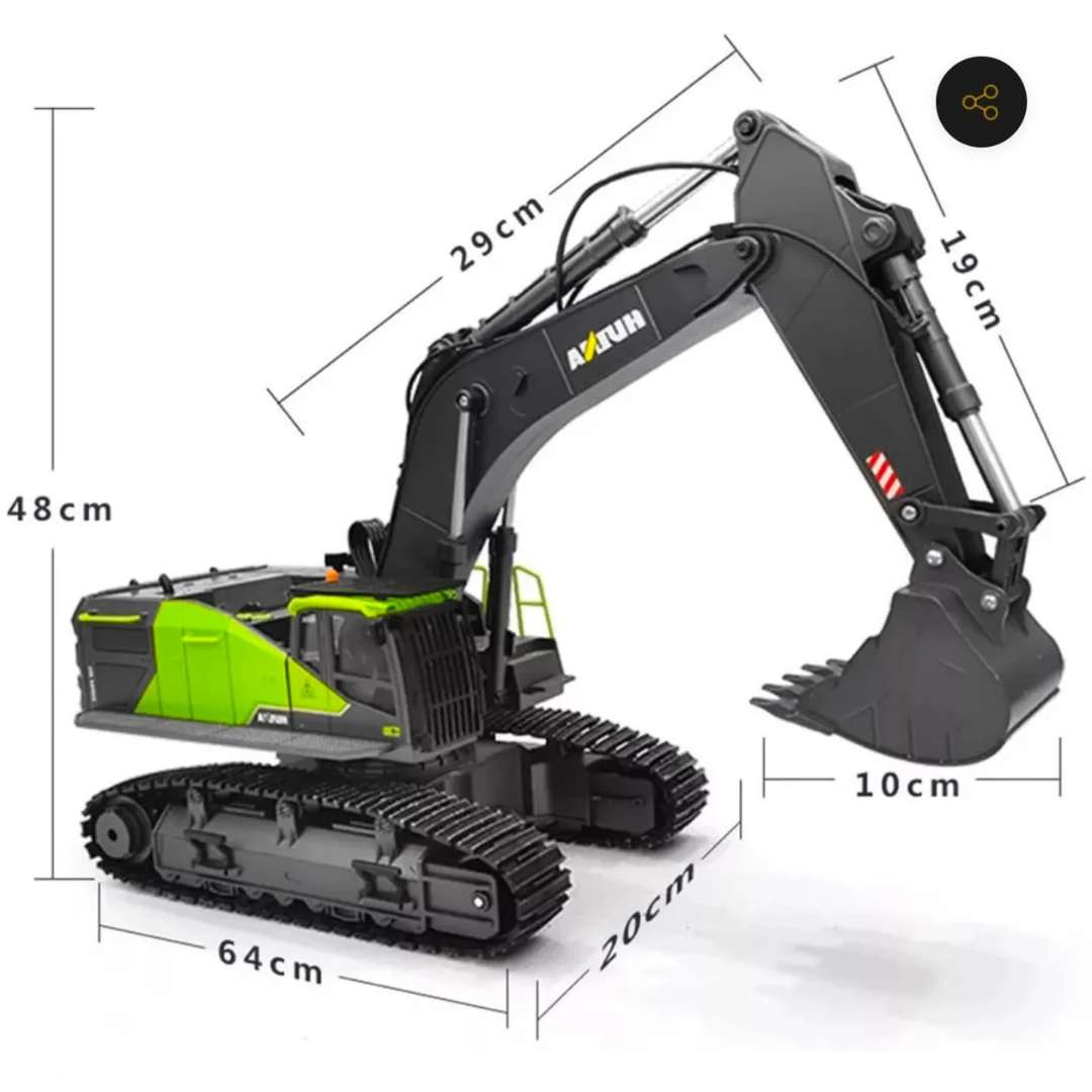 Huina 1593 RC Excavator 1/14 Scale 2.4GHz 360° Rotation Metal - Image 4