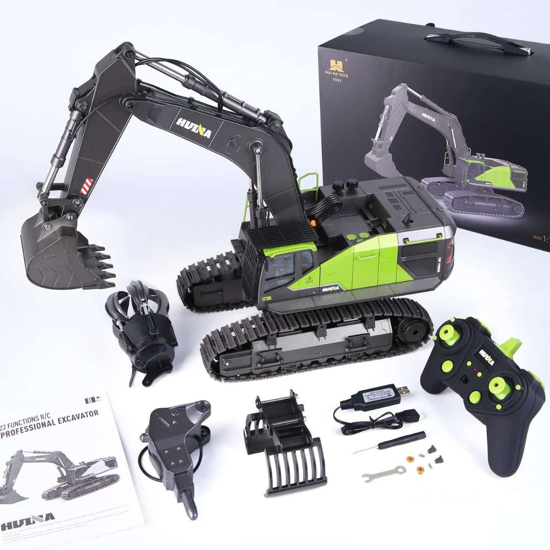 Huina 1593 RC Excavator 1/14 Scale 2.4GHz 360° Rotation Metal - Image 8