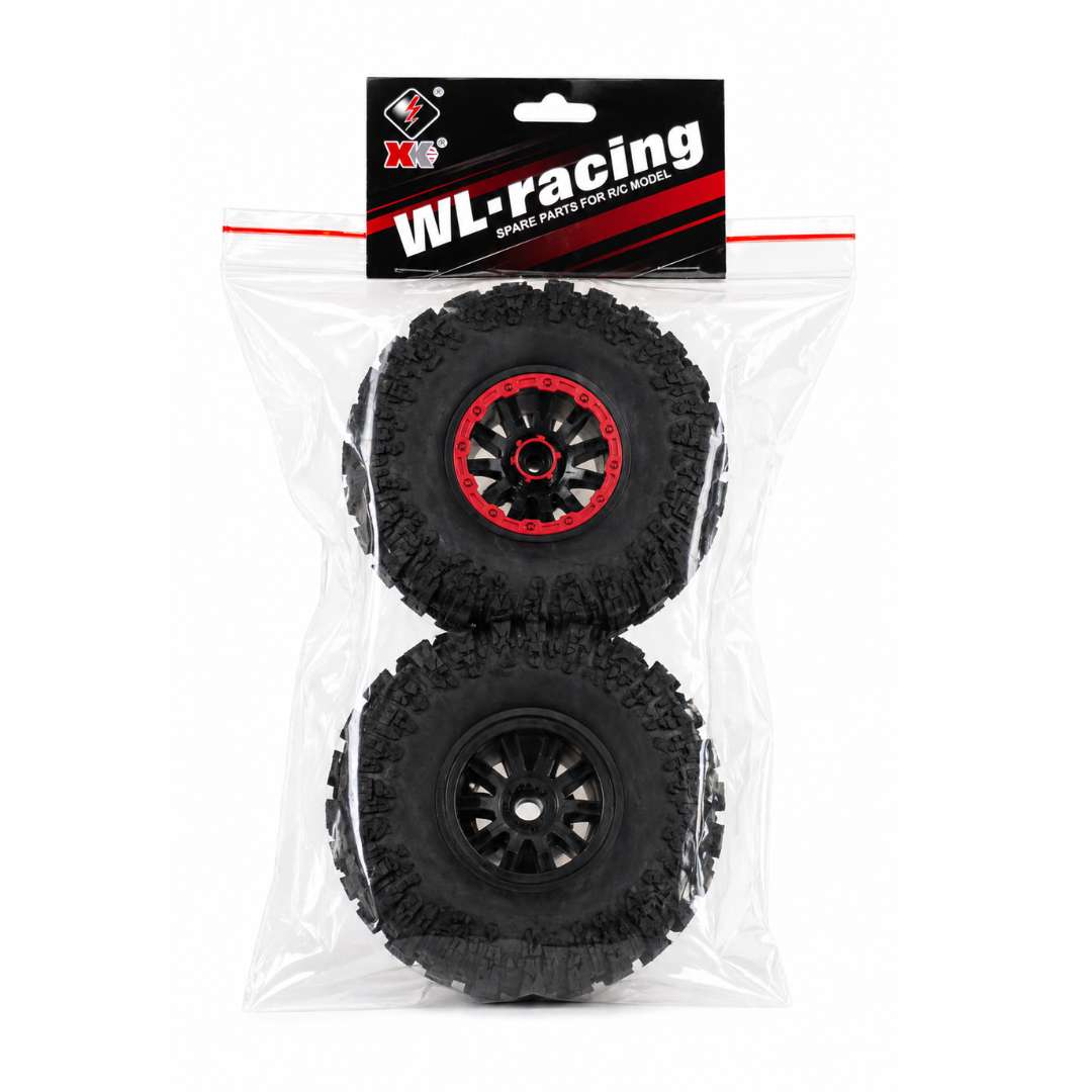 WLtoys RC Crawler Tyre & Wheel Set (Pre-Glued) – 1/10 Off-Road Tires with Sponge Insert for 104020 / 104010 / 104006 / 104026 | India
