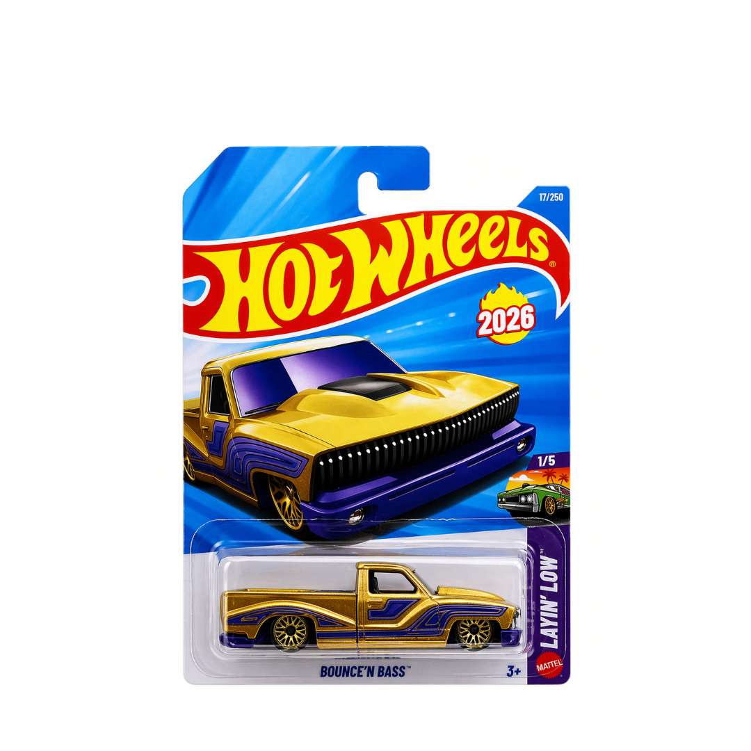Hot Wheels Bounce ‘N Bass Gold Purple 2026 1:64 Die-Cast Car 17/250 9CNDDG