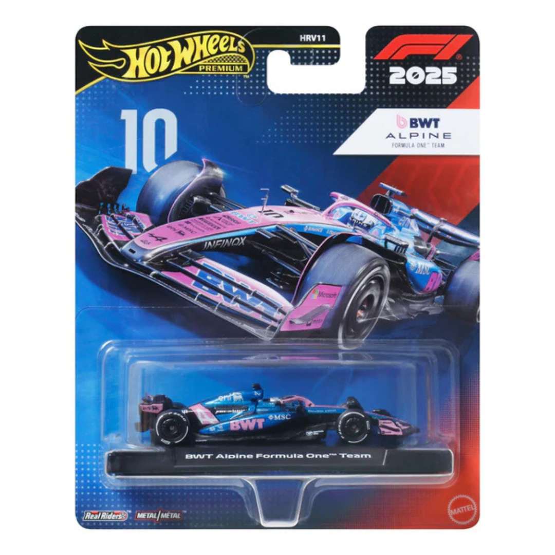 Hot Wheels Premium BWT Alpine Formula One Team No. 10 Die-Cast Formula 1 Race Car (2025) – 1:64 Scale Collectible