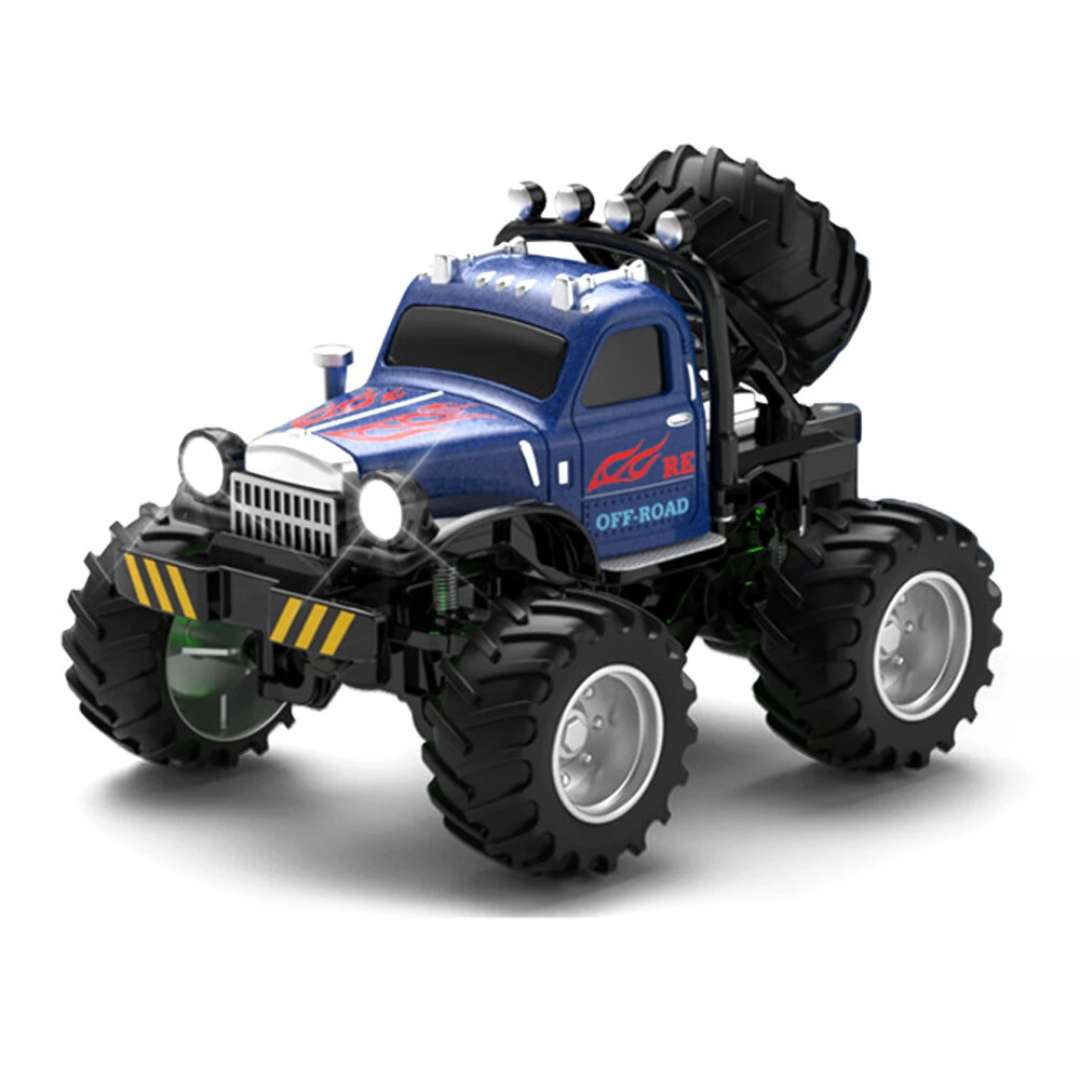 1:64 Monster Off-Road RC Truck – 2.4GHz Mini Alloy Remote Control Big Wheel Climbing Truck-Blue
