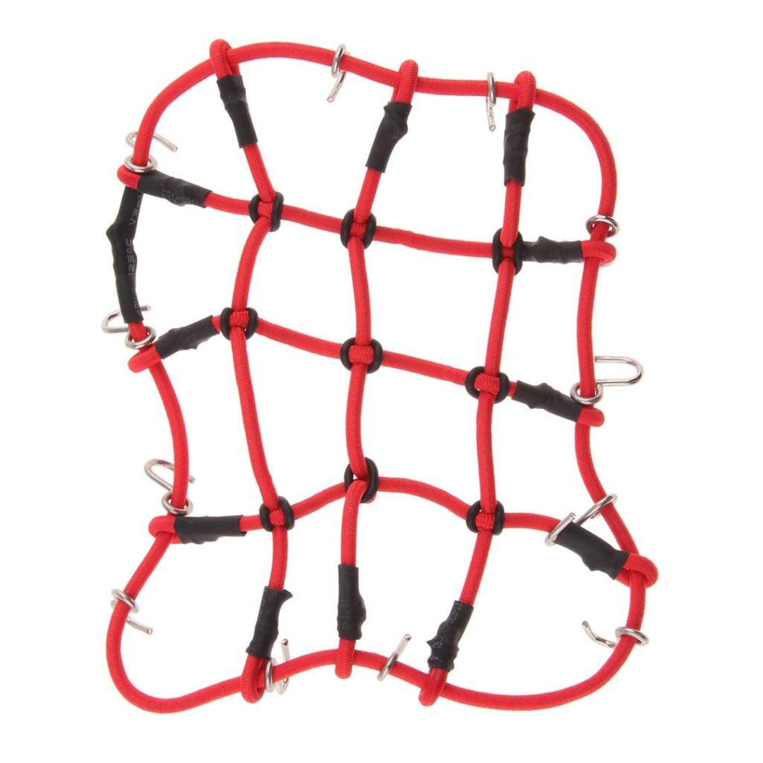 1/10 & 1/12 Scale RC Roof Rack Elastic Luggage Net with Hooks (Red)