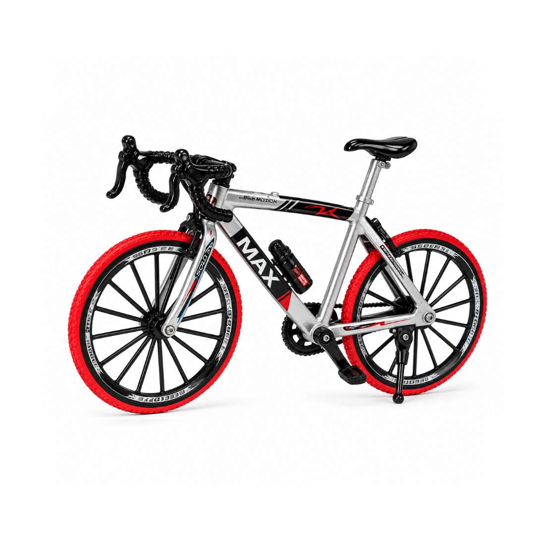 1:10 Scale Metal Die-Cast Racing Bicycle Model – Silver & Red | Collectible Display Bike