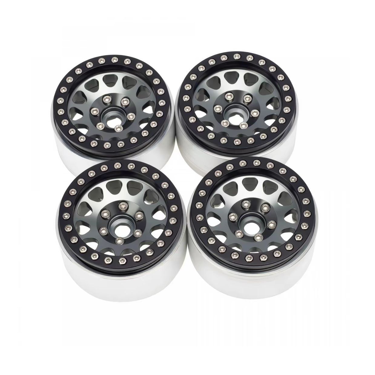 1.9 Inch Red Spider Premium Silver & Black Beadlock Wheels for 1/10 RC Crawler | India
