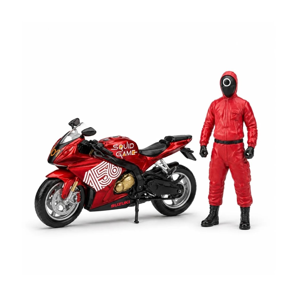 MoreArt 1:64 Suzuki Masked Soldier Pull Flower Motorcycle Doll Set